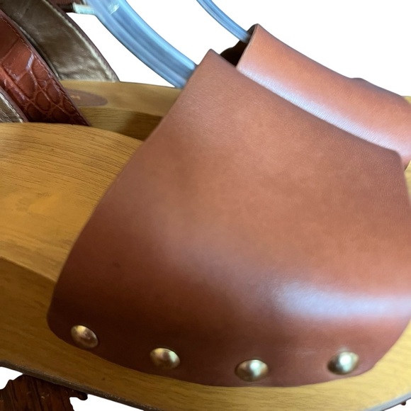 Sam Edelman Brynn Brown Leather Wedge Sandals Size 8 - Picture 3 of 15